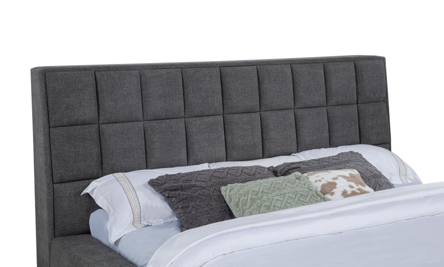 Dreux Upholstered Eastern King Panel Platform Bed Grey