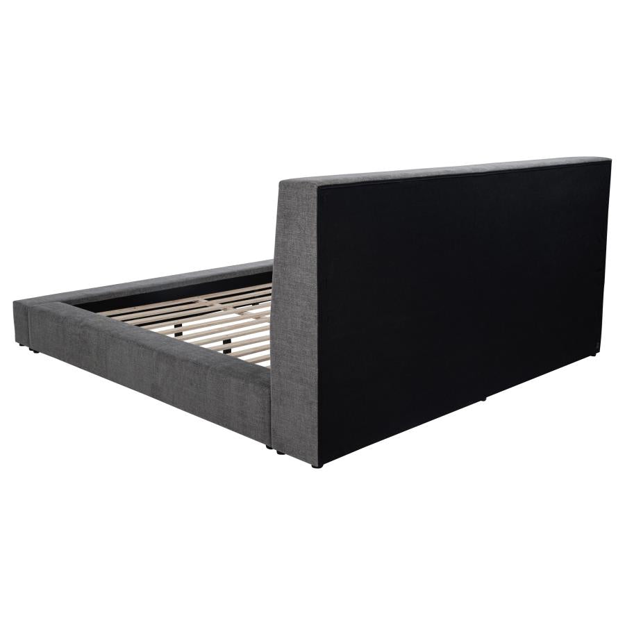 Dreux Upholstered California King Panel Platform Bed Grey