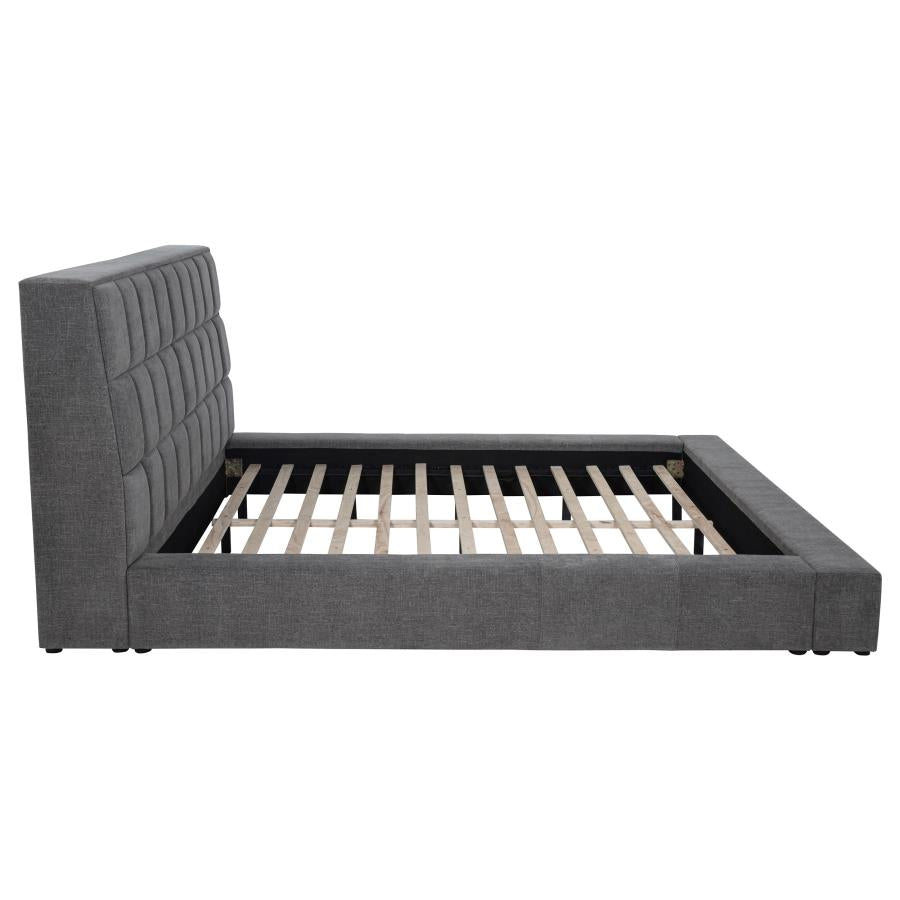 Dreux Upholstered California King Panel Platform Bed Grey