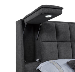 Dreux Upholstered California King Panel Platform Bed Grey