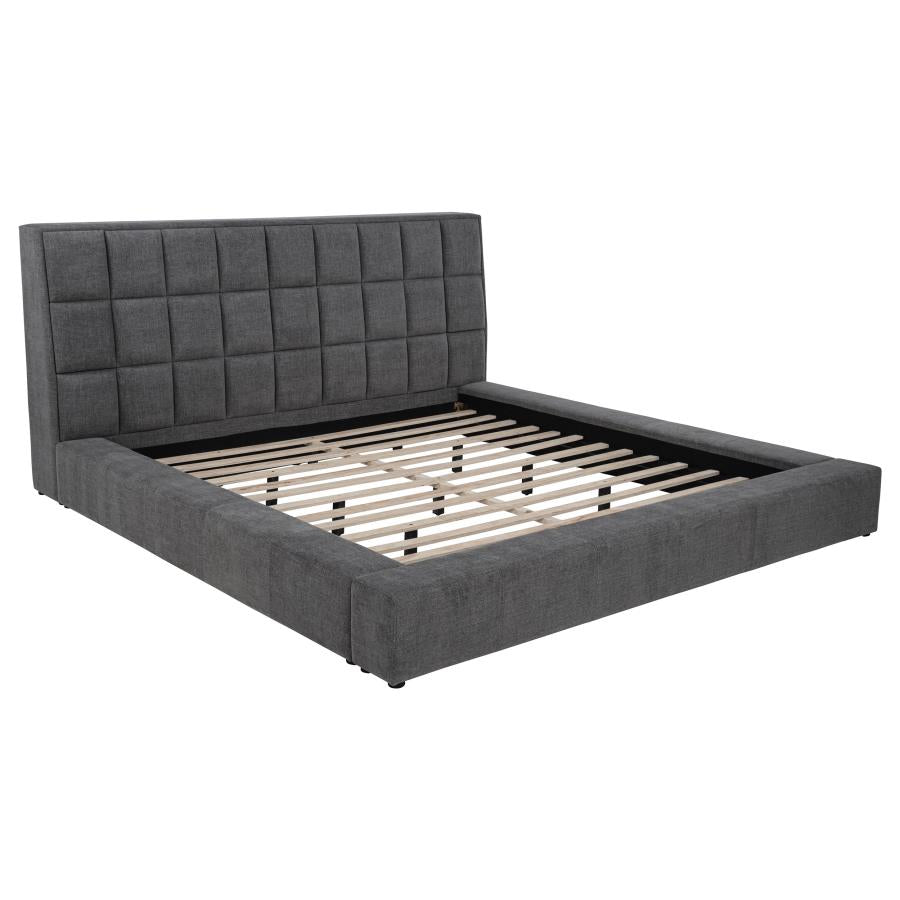 Dreux Upholstered Queen Panel Platform Bed Grey