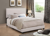 Boyd California King Upholstered Bed with Nailhead Trim Ivory Half Price Furniture