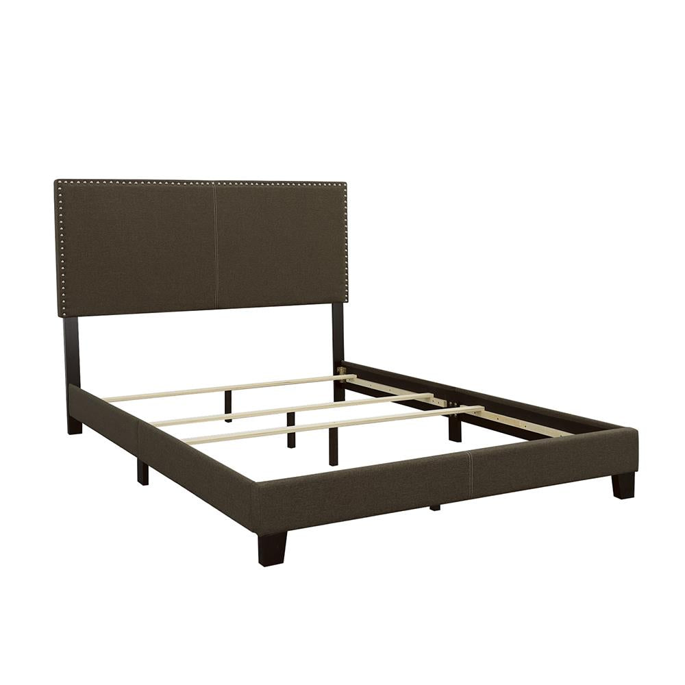 Boyd Eastern King Upholstered Bed with Nailhead Trim Charcoal  Half Price Furniture