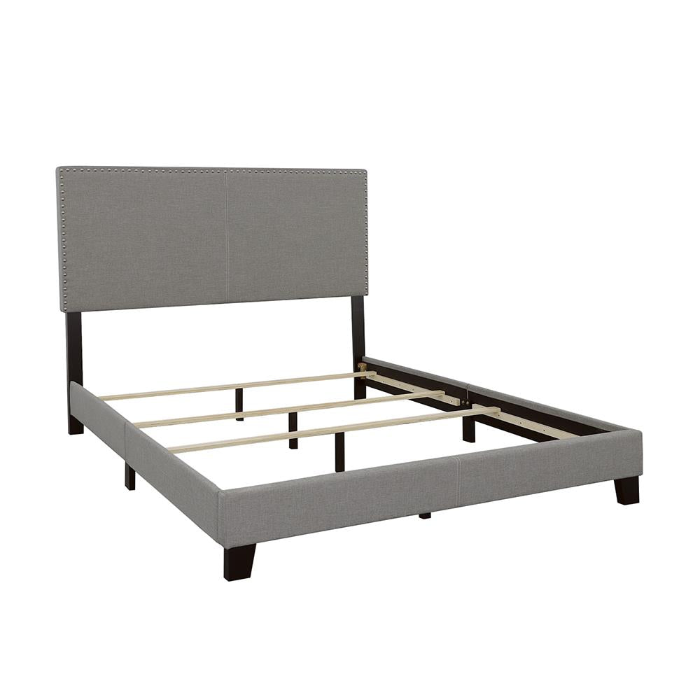 Boyd Eastern King Upholstered Bed with Nailhead Trim Grey Boyd Eastern King Upholstered Bed with Nailhead Trim Grey Half Price Furniture
