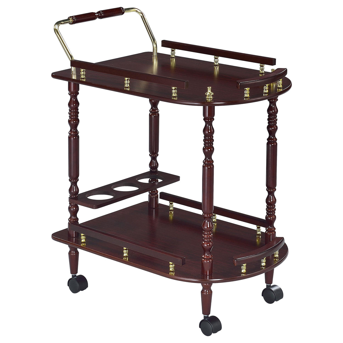 Palmer 2-tier Serving Cart Merlot and Brass  Half Price Furniture