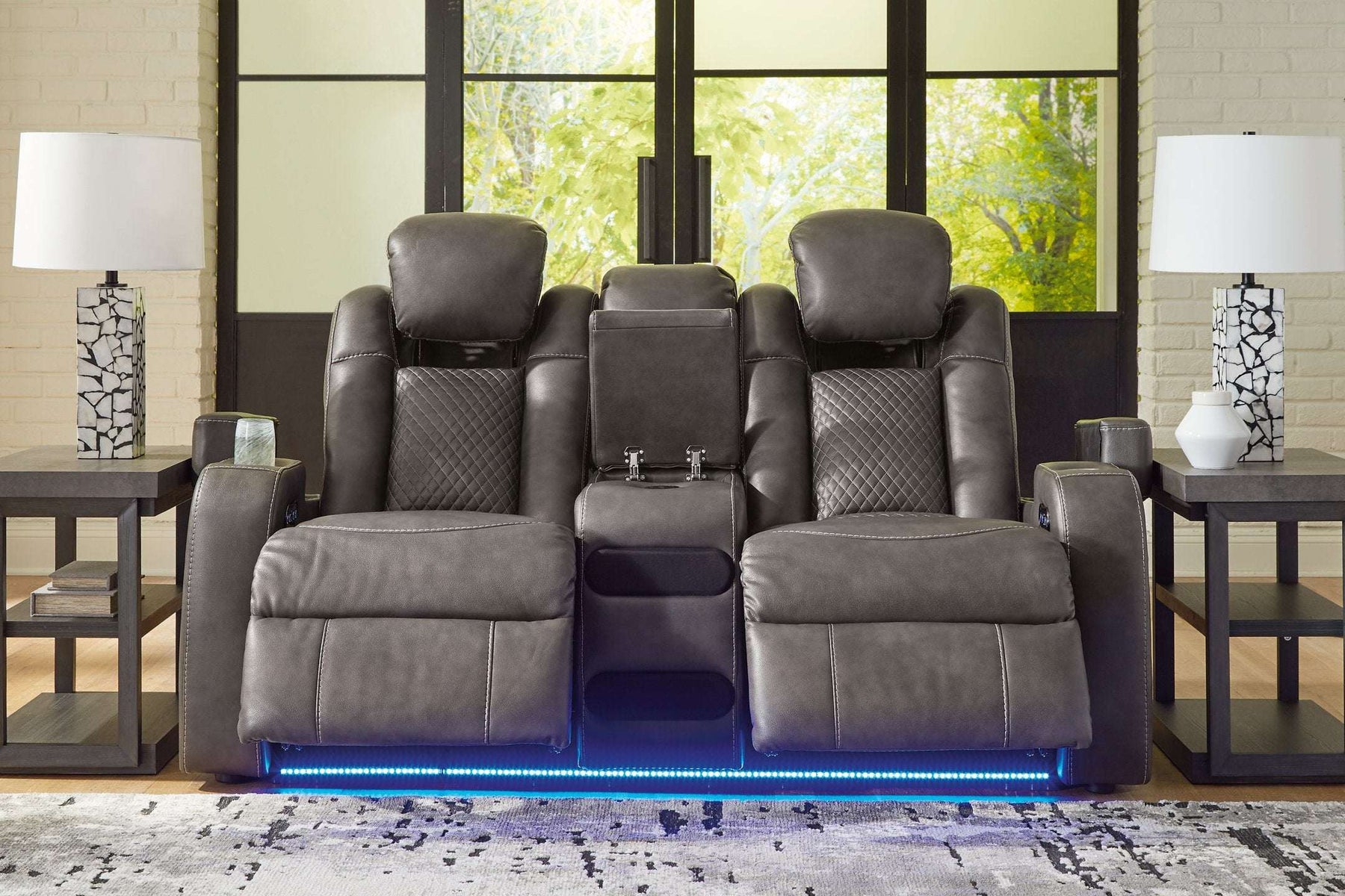 Fyne-Dyme Power Reclining Loveseat with Console - Half Price Furniture