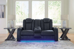 Fyne-Dyme Power Reclining Loveseat with Console - Half Price Furniture