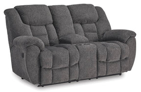 Foreside Reclining Loveseat with Console Half Price Furniture