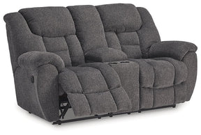 Foreside Reclining Loveseat with Console Half Price Furniture