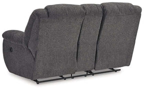 Foreside Reclining Loveseat with Console Half Price Furniture