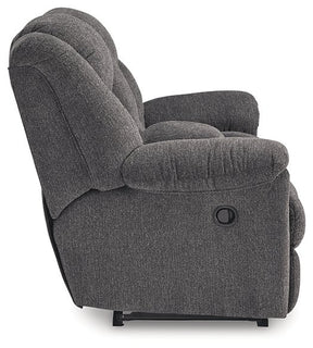 Foreside Reclining Loveseat with Console Half Price Furniture