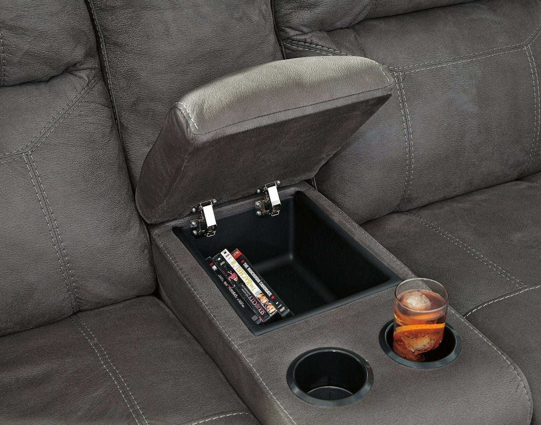 Austere Reclining Loveseat with Console - Loveseat - Half Price Furniture