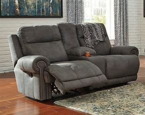 Austere Reclining Loveseat with Console - Half Price Furniture