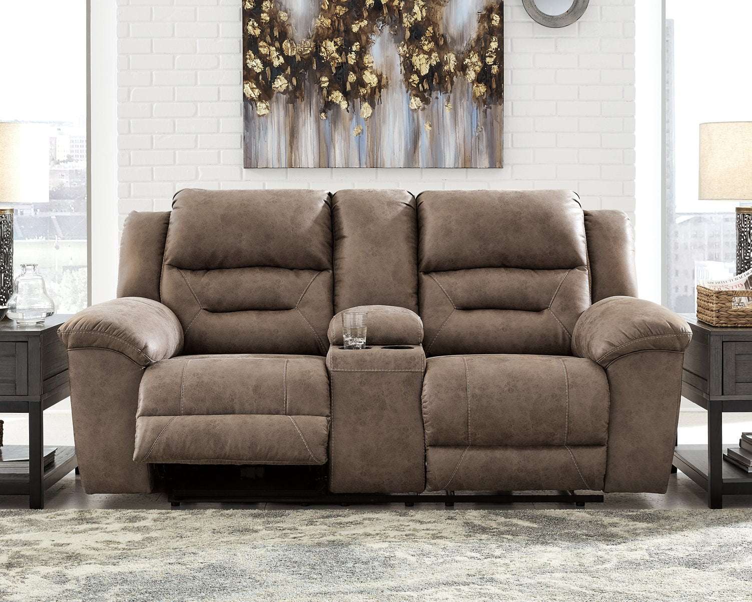 Stoneland Reclining Loveseat with Console Half Price Furniture