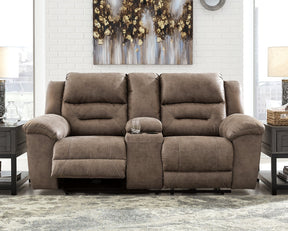 Stoneland Reclining Loveseat with Console Half Price Furniture