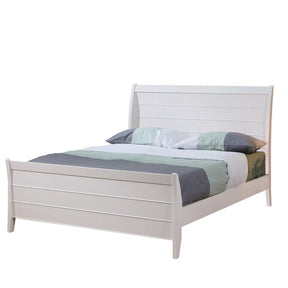 Selena Full Sleigh Platform Bed Cream White  Half Price Furniture