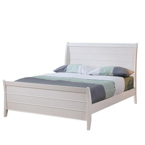 Selena Twin Sleigh Platform Bed Cream White  Half Price Furniture