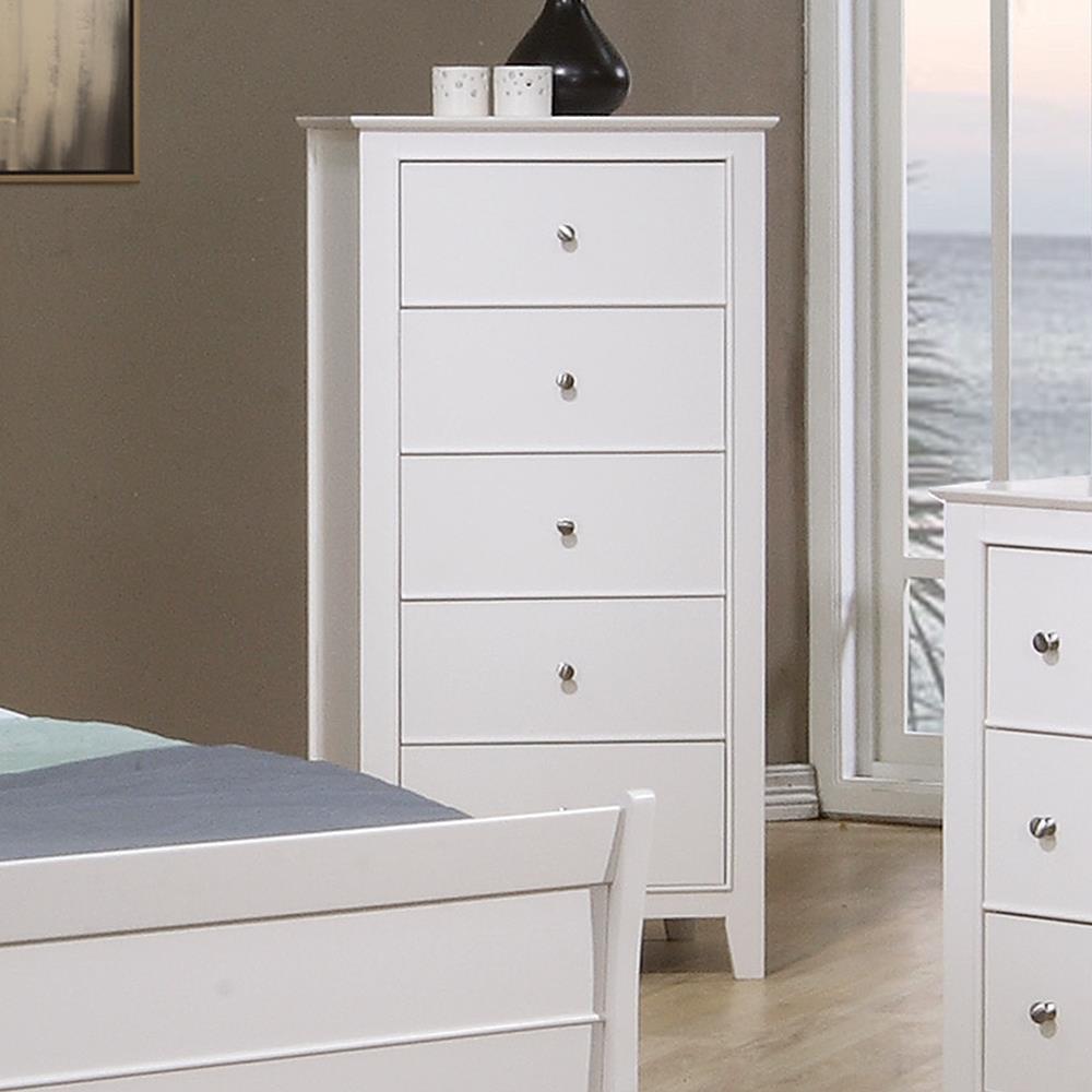 Selena 5-drawer Chest Cream White  Half Price Furniture