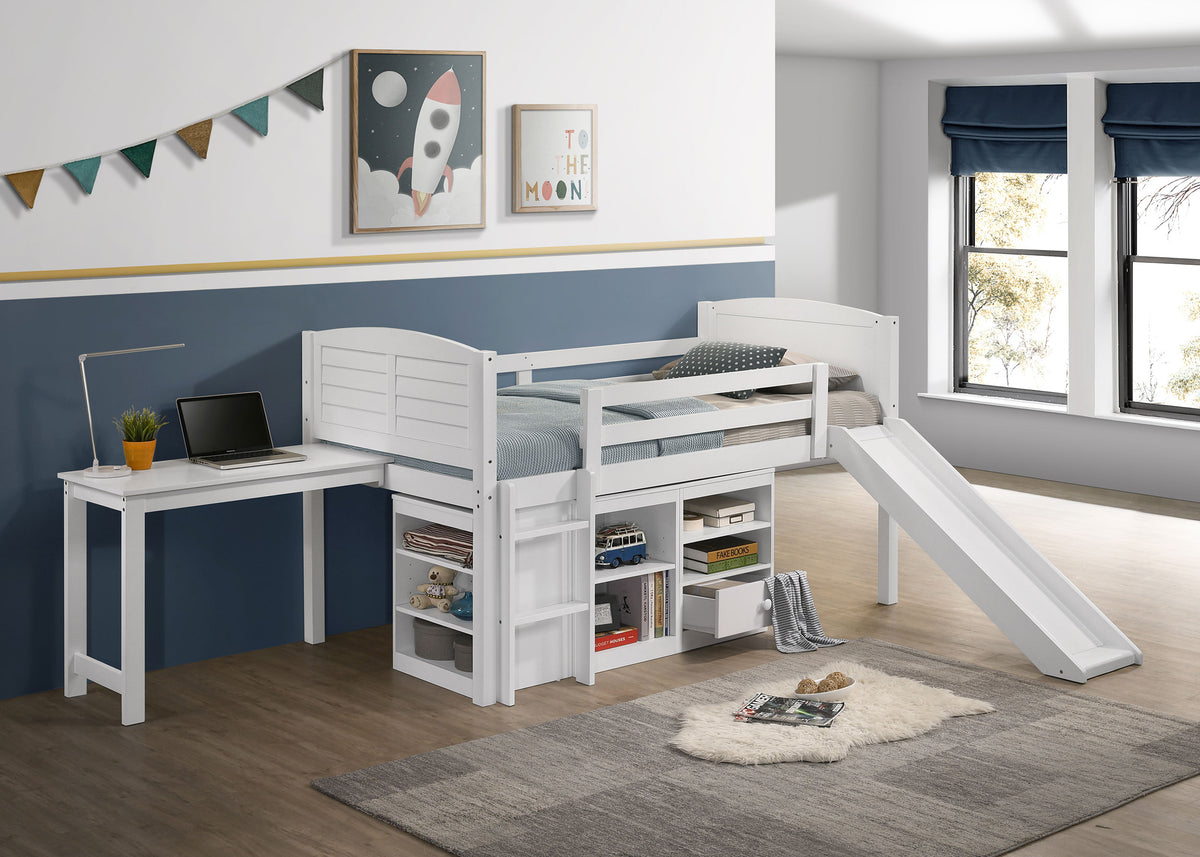 Millie Twin Workstation Loft Bed White  Half Price Furniture