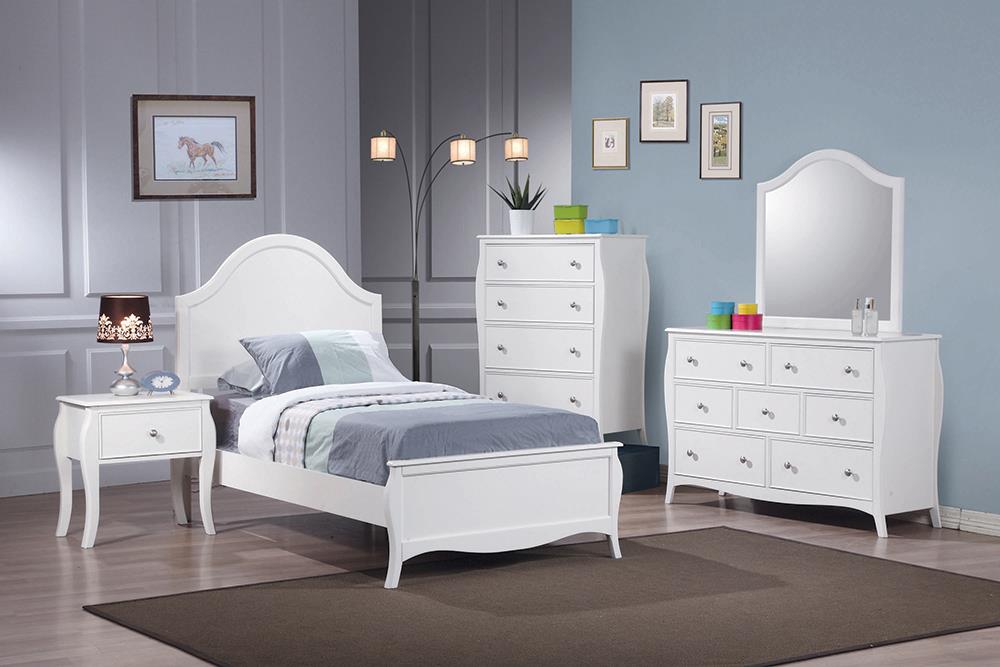 Dominique Bedroom Set with Arched Headboard White  Half Price Furniture
