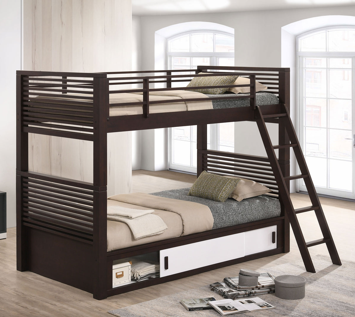 Oliver Twin Over Twin Bunk Bed Java  Half Price Furniture