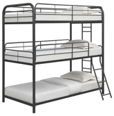 Garner Triple Twin Bunk Bed with Ladder Gunmetal Half Price Furniture