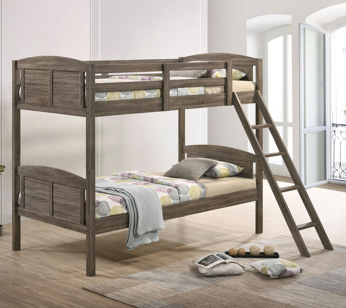 Flynn Bunk Bed Weathered Brown  Half Price Furniture