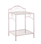 Massi 1-shelf Nightstand with Glass Top Powder Pink Half Price Furniture