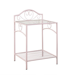 Massi 1-shelf Nightstand with Glass Top Powder Pink  Half Price Furniture