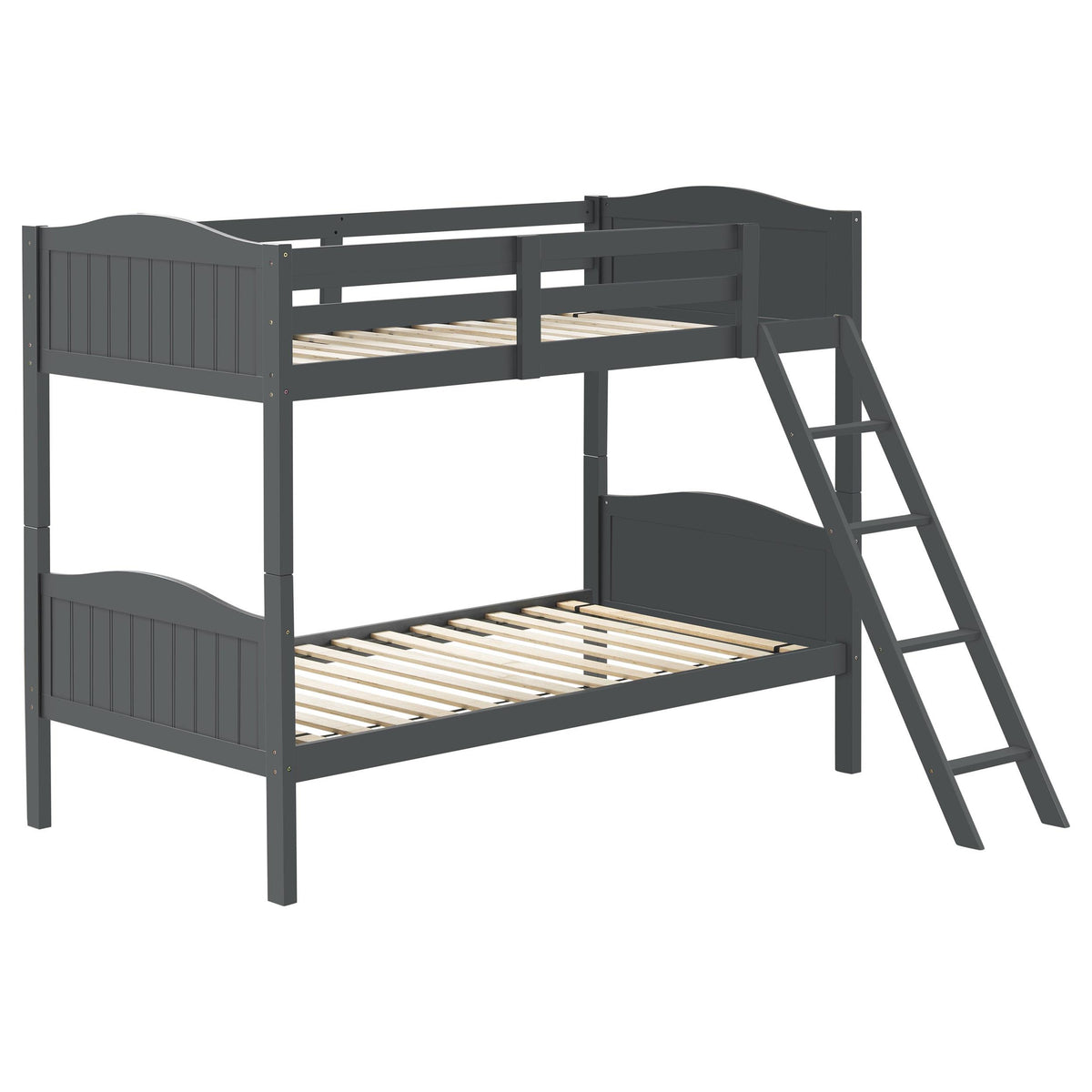 Arlo Twin Over Twin Bunk Bed with Ladder Grey  Half Price Furniture
