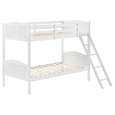 Arlo Twin Over Twin Bunk Bed with Ladder White Arlo Twin Over Twin Bunk Bed with Ladder White Half Price Furniture