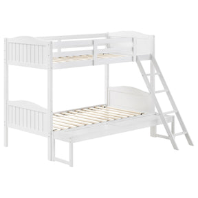 Arlo Twin Over Full Bunk Bed with Ladder White Arlo Twin Over Full Bunk Bed with Ladder White Half Price Furniture