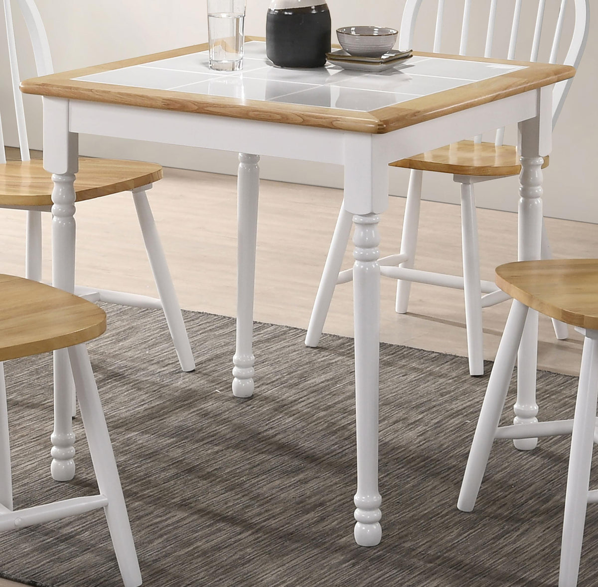 Carlene Square Top Dining Table Natural Brown and White  Half Price Furniture