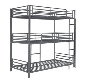 Maynard Metal Triple Twin Bunk Bed Gunmetal Half Price Furniture