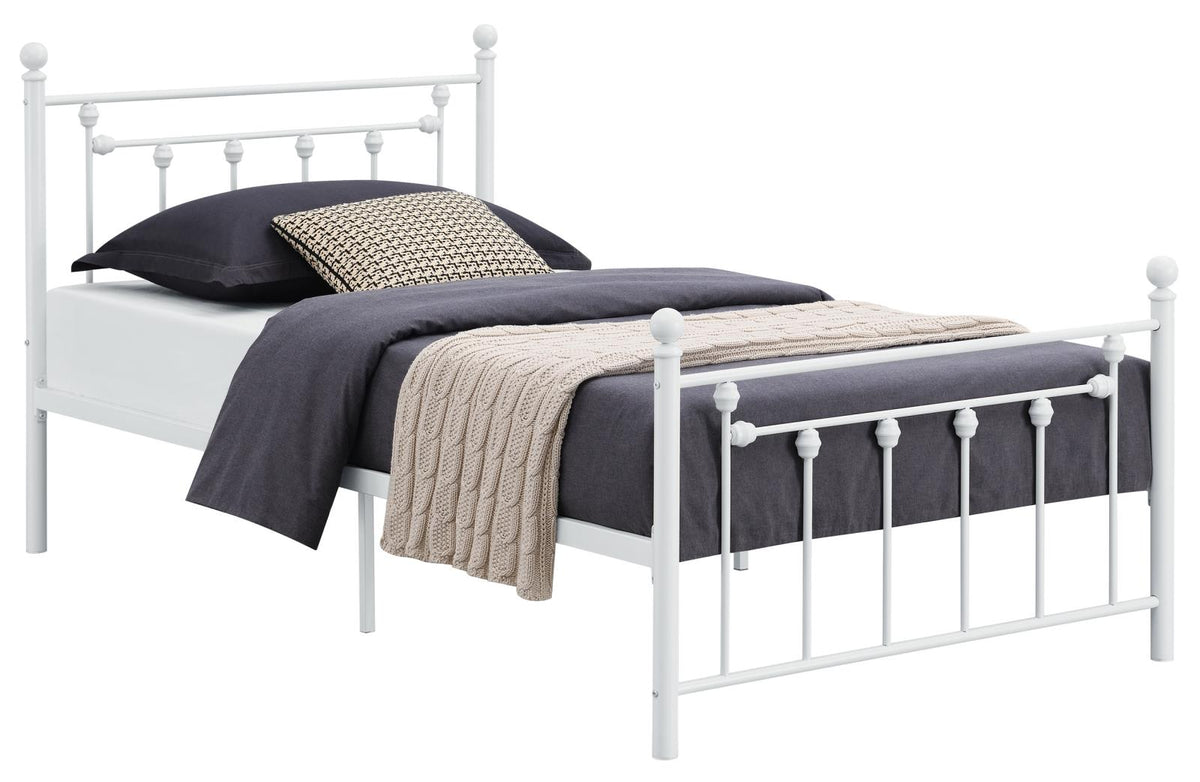 Canon Full Metal Slatted Headboard Platform Bed - White  Half Price Furniture