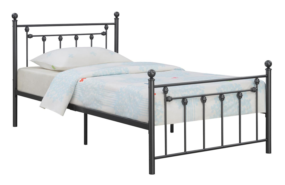 Canon Twin Metal Slatted Headboard Platform Bed - Gunmetal Canon Twin Metal Slatted Headboard Platform Bed - Gunmetal Half Price Furniture