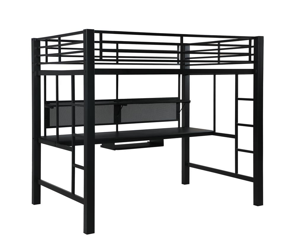 Avalon Full Workstation Loft Bed Black  Half Price Furniture