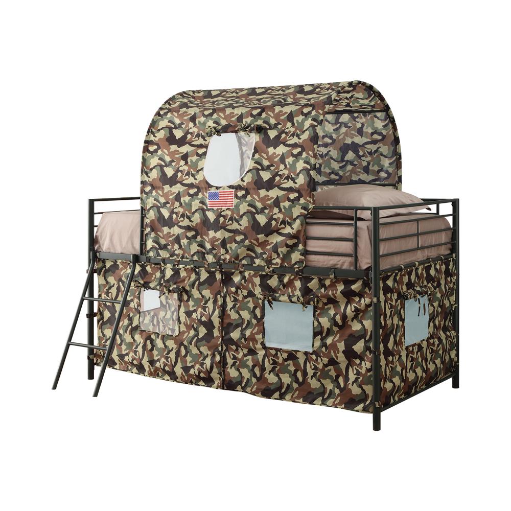 Camouflage Tent Loft Bed with Ladder Army Green  Half Price Furniture