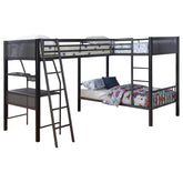 Meyers 2-piece Metal Twin Over Twin Bunk Bed Set Black and Gunmetal Meyers 2-piece Metal Twin Over Twin Bunk Bed Set Black and Gunmetal Half Price Furniture