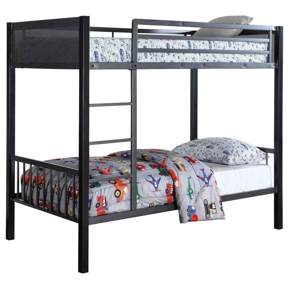 Meyers Twin Over Twin Metal Bunk Bed Black and Gunmetal Meyers Twin Over Twin Metal Bunk Bed Black and Gunmetal Half Price Furniture