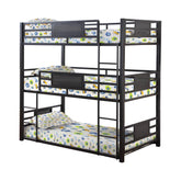 Rogen Twin Triple Bunk Bed Dark Bronze  Half Price Furniture