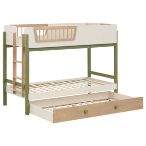 Evren twin over twin bunk bed with trundle tri-tone