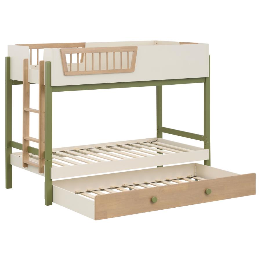 Evren twin over twin bunk bed with trundle tri-tone
