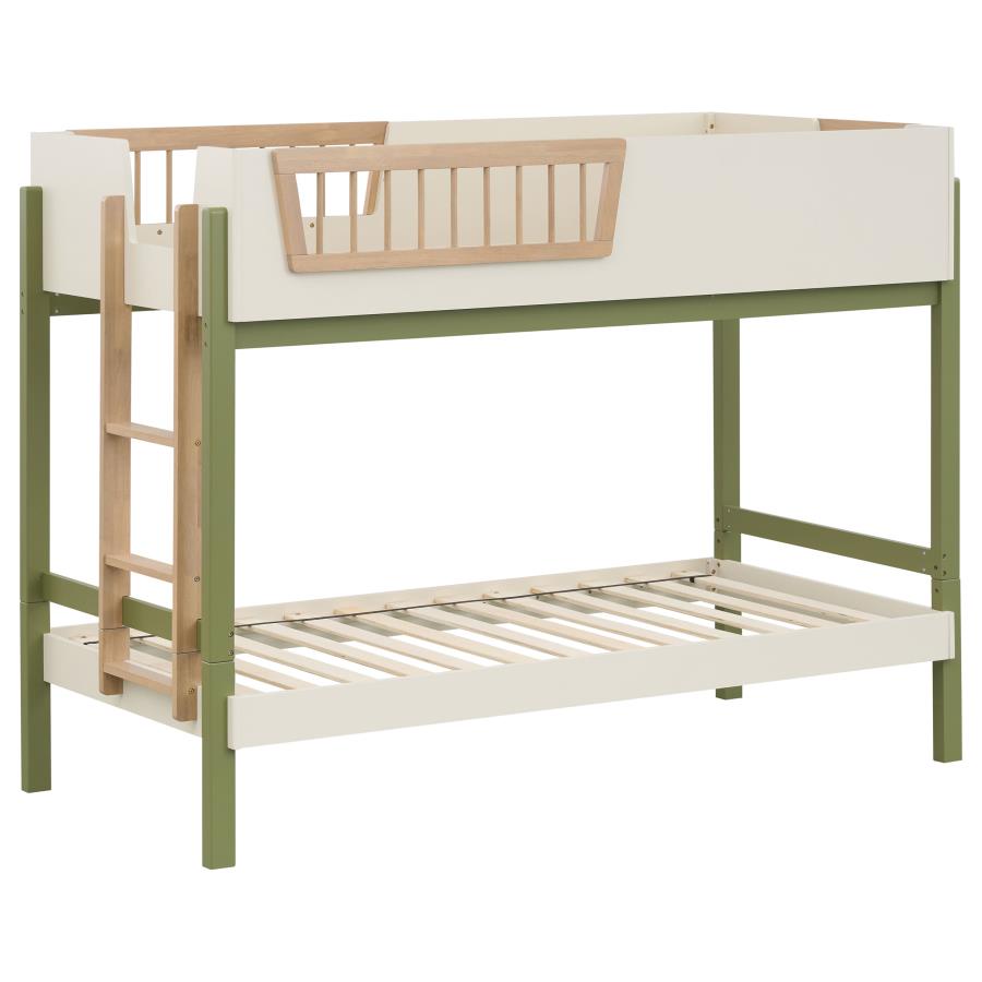 Evren twin over twin bunk bed with trundle tri-tone