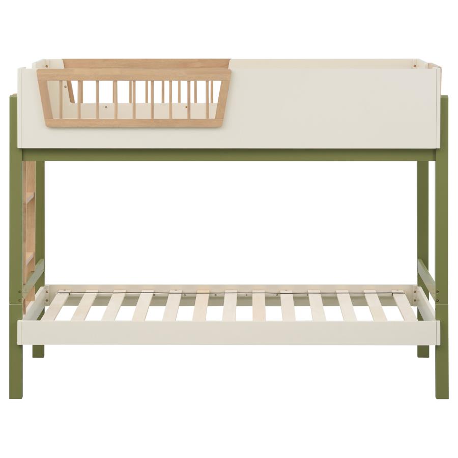Evren twin over twin bunk bed with trundle tri-tone