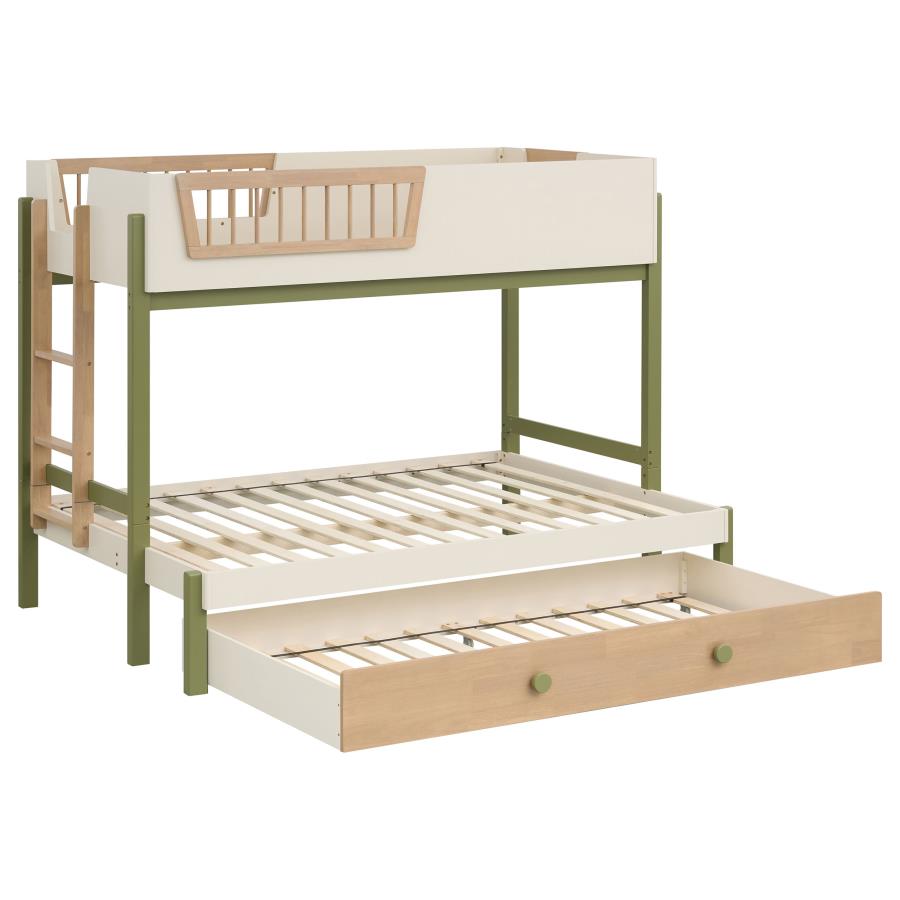 Evren twin over full bunk bed with trundle tri-tone
