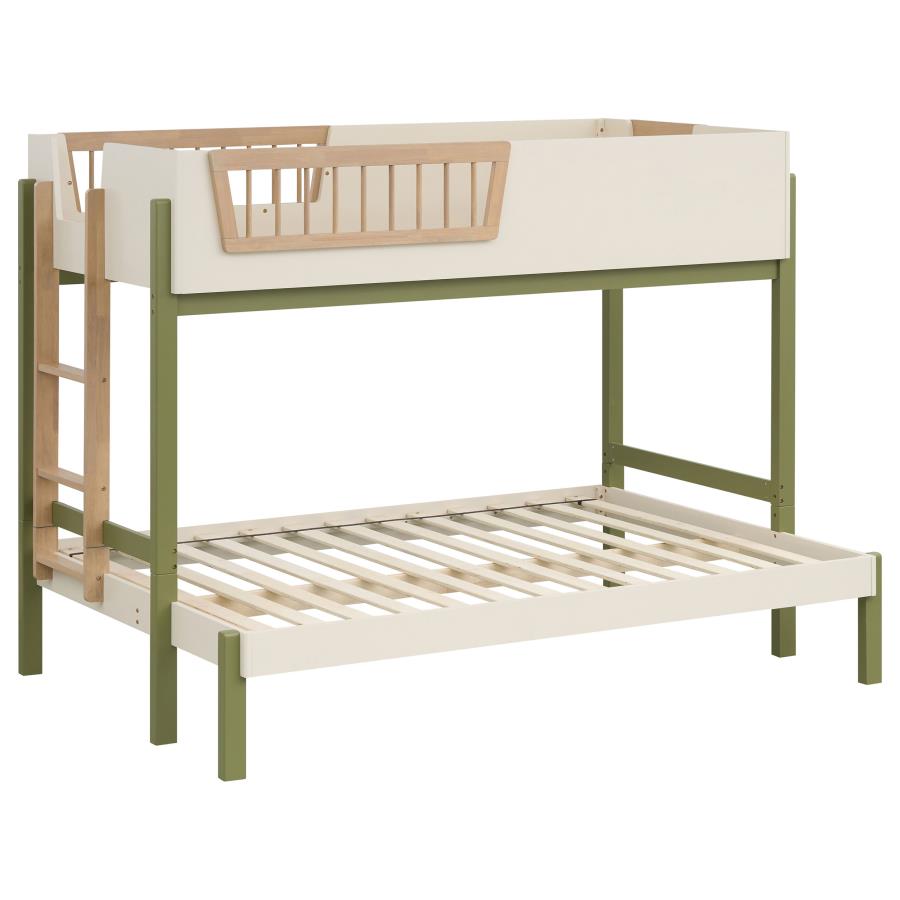 Evren twin over full bunk bed with trundle tri-tone