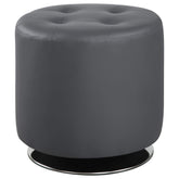 Bowman Round Upholstered Ottoman Grey Half Price Furniture