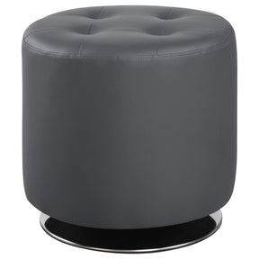 Bowman Round Upholstered Ottoman Grey Half Price Furniture