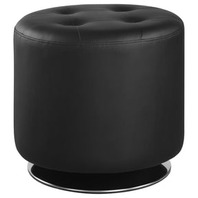 Bowman Round Upholstered Ottoman Black Half Price Furniture